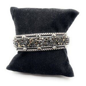 Brighton Blue/Gray Crystal Rocks Hinged Bracelet -4843